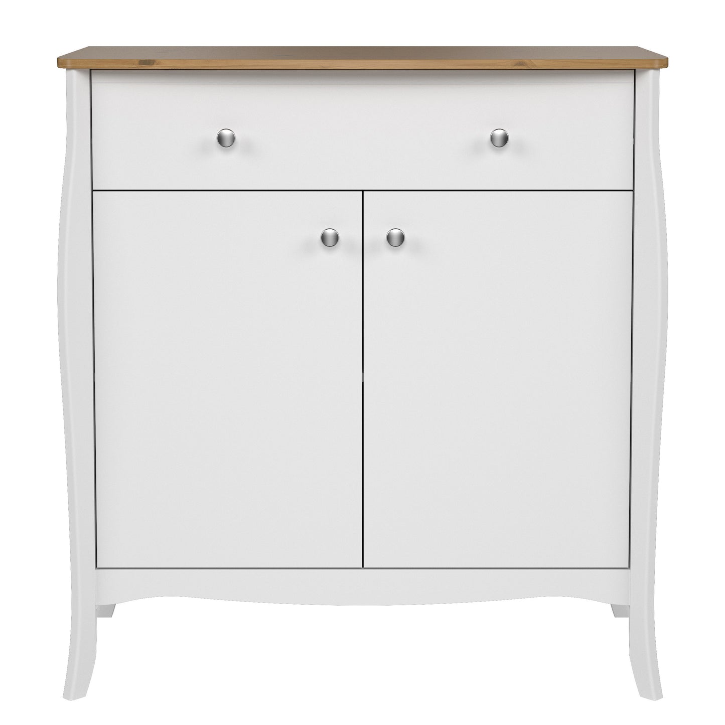 Baroque Sideboard 2 Doors 1 Drawer in Pure White Iced Coffee Lacquer